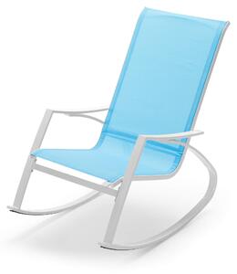 Poltrona Dondolo da Giardino 99x60,5x97 cm in Acciaio e Textilene Azzurra