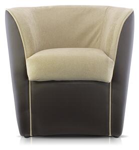 Poltroncina a Pozzetto 70x67x76 cm in Tessuto e Similpelle Marrone e Beige