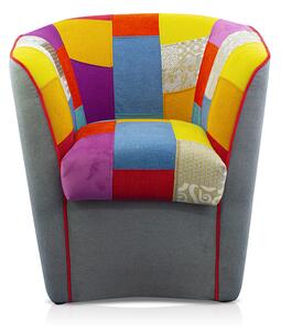 Poltroncina a Pozzetto 70x67x76 cm in Tessuto e Similpelle Grigia