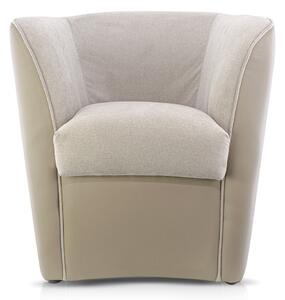 Poltroncina a Pozzetto 70x67x76 cm in Tessuto e Similpelle Tortora