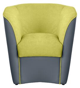 Poltroncina a Pozzetto 70x67x76 cm in Tessuto e Similpelle Grigio e Verde
