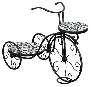 Portavasi Bicicletta da Giardino 28x67x49 cm in Metallo con Mosaico
