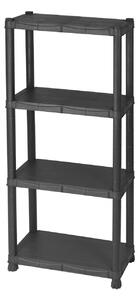 Scaffale 4 Ripiani 30x60x143 cm in Resina Nero