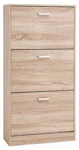 Scarpiera 3 Ante 62,5x25x120 cm in Legno Rovere