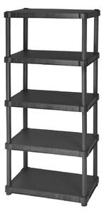 Scaffale 5 Ripiani 40x80x188 cm in Resina Nero
