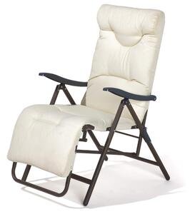 Sedia Sdraio Pieghevole da Giardino 87/141x62x80/106,5 cm Seduta Imbottita Beige