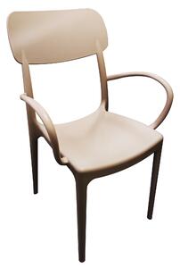 Sedia Impilabile da Giardino 53x55x88 cm con Braccioli in Polipropilene Tortora
