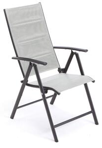 Sedia Pieghevole da Giardino 68x55x105 cm in Acciaio e Textilene Grigio