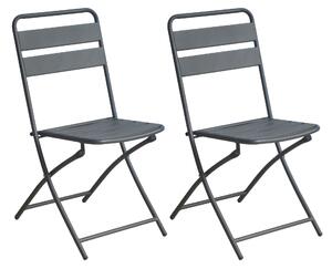Set 2 Sedie Pieghevoli da Giardino 50x42x85 cm in Acciaio Grigio Scuro