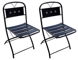 Set 2 Sedie Pieghevoli da Giardino 38x38x83 cm in Ferro Battuto Grigio