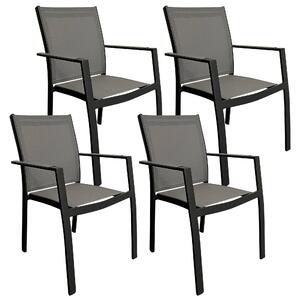 Set 4 Sedie da Giardino 57,5x59x89 cm in Alluminio e Textilene Grigio Scuro