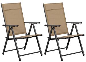 Set 2 Sedie Pieghevoli da Giardino 57x67x107 cm in Metallo e Textilene Taupe