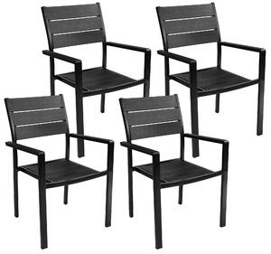 Set 4 Sedie da Giardino 58x55,5x88,5 cm in Polietilene e Metallo Nero