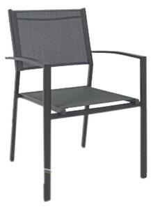 Set 4 Sedie da Giardino 60x58x87 cm in Alluminio e Textilene Grigio