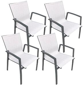 Set 4 Sedie da Giardino 59x57x88 cm in Alluminio e Textilene Grigio
