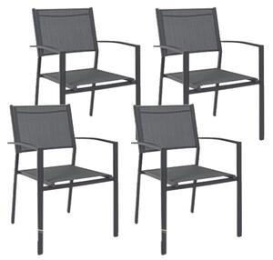 Set 4 Sedie da Giardino 60x58x87 cm in Alluminio e Textilene Grigio