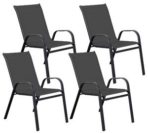 Set 4 Sedie da Giardino 67x57x107 cm in Metallo e Textilene Grigio