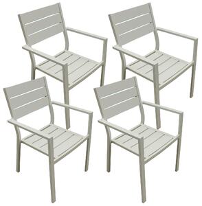 Set 4 Sedie da Giardino 57x59x87 cm in Alluminio e Textilene Bianco