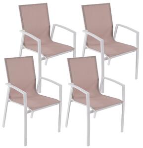 Set 4 Sedie da Giardino 59x57x88 cm in Alluminio e Textilene Taupe