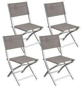 Set 4 Sedie da Giardino 57x46x86 cm in Alluminio Bianco-Grigio