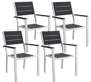 Set 4 Sedie da Giardino 58x55,5x88,5 cm in Polietilene e Metallo Grigio e Bianco