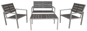 Set Salotto da Giardino Divano 2 Poltrone e Tavolino in Acciaio Marrone