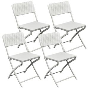 Set 4 Sedie Pieghevoli da Giardino 54x44,5x80,5 cm in Acciaio Bianco
