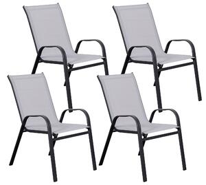 Set 4 Sedie da Giardino 67x57x107 cm in Metallo e Textilene Grigio Chiaro
