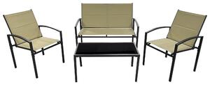 Set Salotto da Giardino Divano 2 Poltrone e Tavolino in Acciaio e Textilene Antracite e Beige