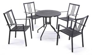 Set Tavolo 4 Sedie da Giardino in Acciaio Nero