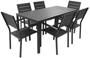 Set Tavolo e 6 Sedie da Giardino in Acciaio Altair Nero