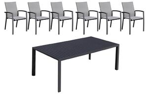 Set Tavolo e 6 Sedie da Giardino in Alluminio e Textilene Antracite
