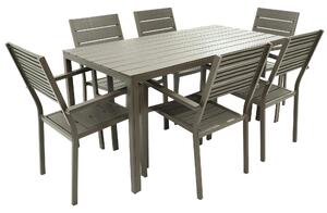 Set Tavolo e 6 Sedie da Giardino in Acciaio Altair Marrone