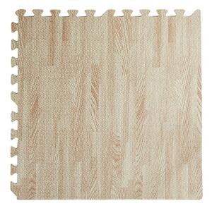 Tappeto Puzzle per Bambini Effetto Legno 4 Pezzi 60x60 cm Bianco