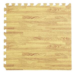 Tappeto Puzzle per Bambini Effetto Legno 4 Pezzi 60x60 cm Teak