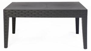 Tavolino da Giardino 90x55x45 cm in Resina Effetto Rattan Antracite