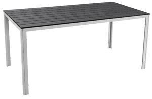 Tavolo da Giardino 156x78x74 cm in Acciaio e Plastica Stampata Bianco e Grigio Scuro