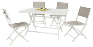 Tavolo da Giardino 130x77x73 cm in Alluminio Bianco Opaco