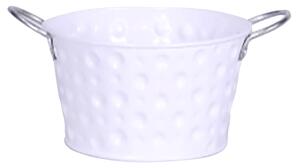 Vaso Tondo H8,3 cm in Metallo Zincato Bianco