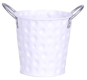 Vaso Tondo H10,8 cm in Metallo Zincato Bianco