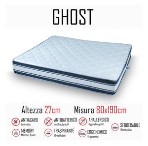 Materasso ghost sfod 80x190 in gomma e memory alto 27cm - Gt Materassi