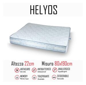 Materasso helyos 80x190 in gomma e memory alto 22cm - Gt Materassi