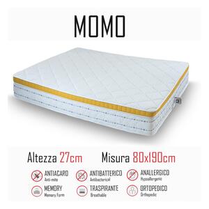 Materasso momo 80x190 gomma e memory alto 27cm - Gt Materassi