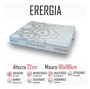 Materasso energia 80x190 in gomma e memory alto 22cm - Gt Materassi