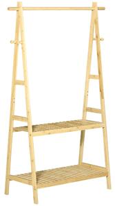 Appendiabiti per Ingresso 2 Scaffali 4 Ganci 100x42x155 cm in Bambù Naturale