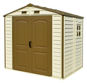 Casetta da Giardino Porta Attrezzi 245x161x223 cm in PVC Avorio/Marrone