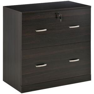 Cassettiera Portadocumenti 74x42x72 cm 2 Cassetti con Chiavi in Truciolare Noce