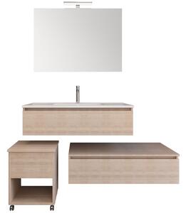 Mobile bagno sospeso 120 rovere trance chiaro con lavabo duo-754c - Olimpo Docce