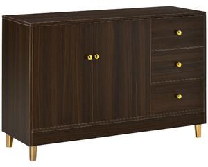 Credenza 3 Cassetti 2 Ante 120x42,5x80 cm in MDF Marrone