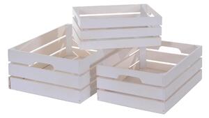 Set di 3 Cassetta in Legno Larghezza 40 cm Bianco